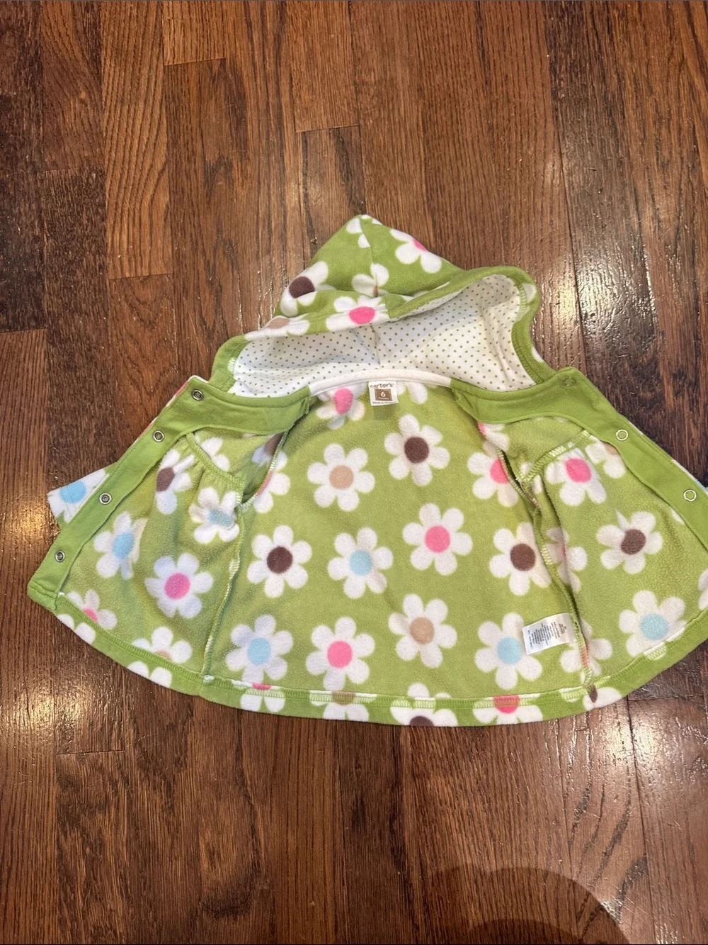 Carter's 6 Months Green Floral Hooded Fleece Jacket